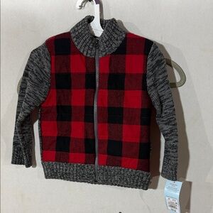 Target Red and Black Plaid Toddler Boy zip sweater